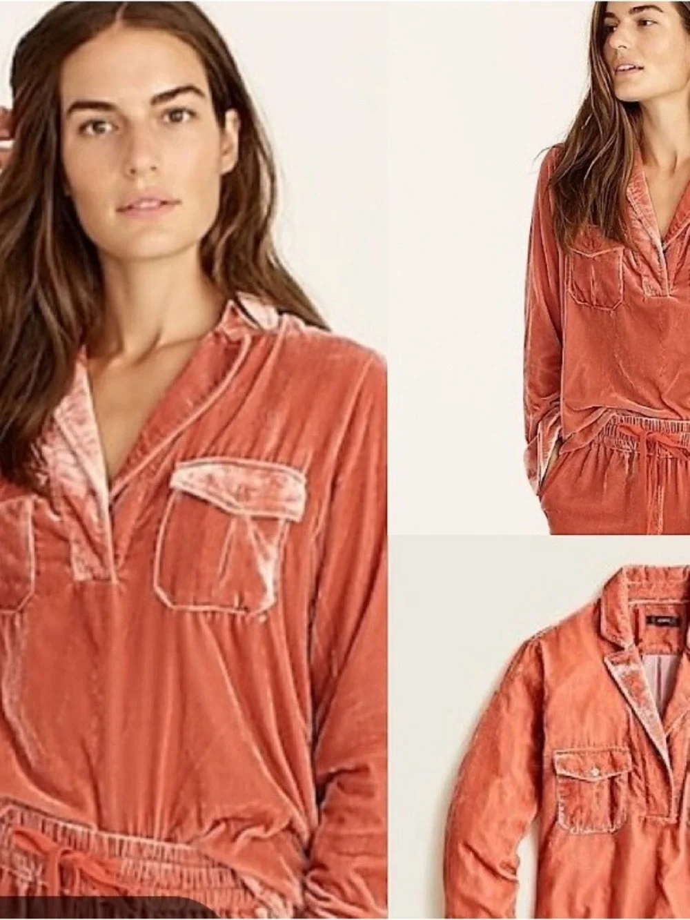 J Crew Velvet Patch-pocket Popover Shirt Burnished Barn XXS